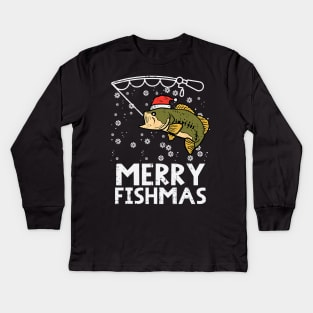 Merry Fishmas Fish Fishing Xmas Christmas Dad Kids Long Sleeve T-Shirt